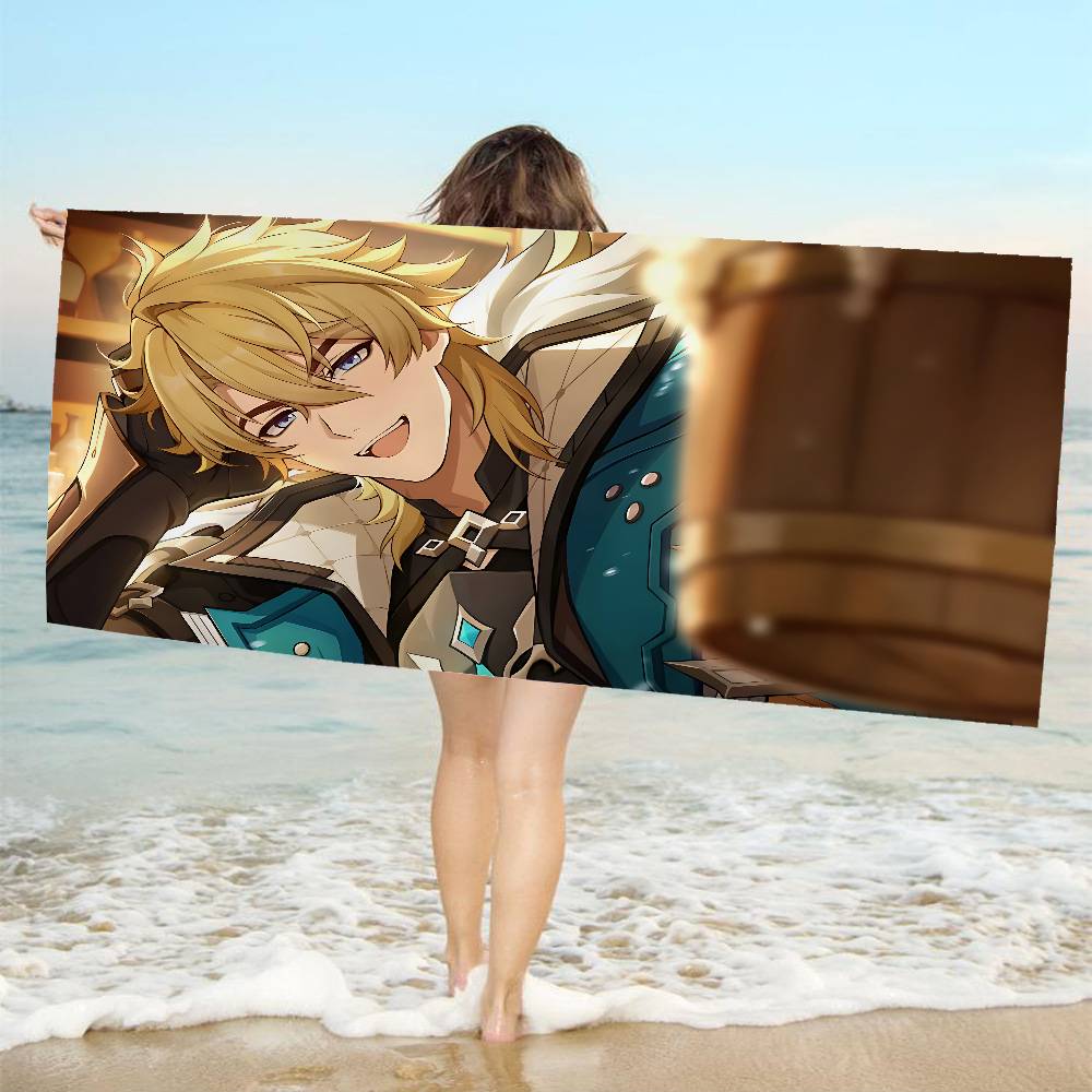Genshin Impact Game Microfiber Printed Beach Towel Mountain Climbing Yoga Beach Swimming Running Absorbent Soft Towel