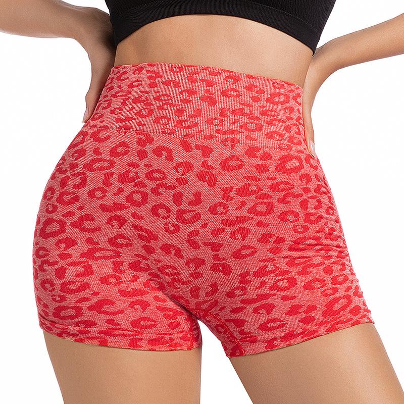 Leopard Print High-Waisted Tummy Control Sports Shorts for Summer Fitness and Yoga