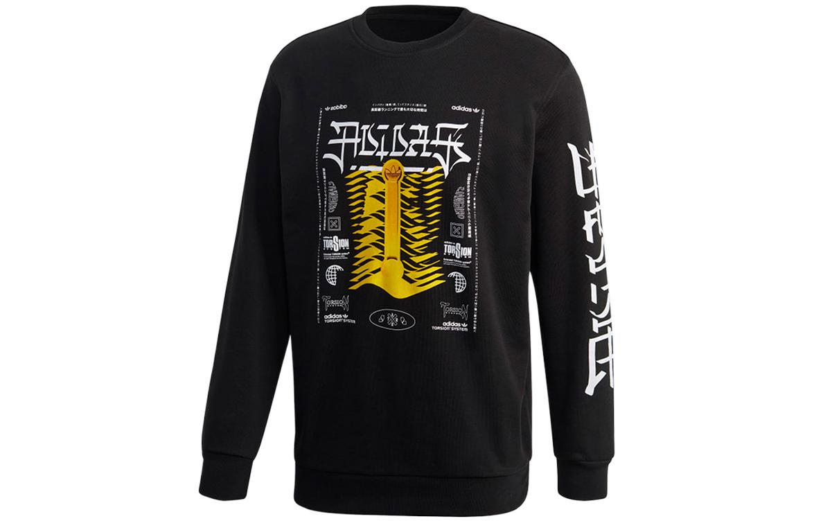 Adidas Originals TORSION TREFOIL CREW Sweatshirts Men s Black Crew Neck Moderate Regular GD6001 XL
