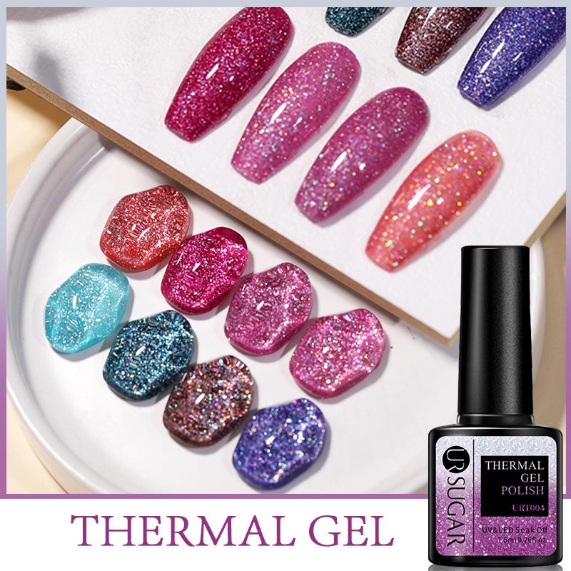 UR SUGAR Temperature-Change Gel Nail Polish: Japanese Gradient, Glitter, Long-Lasting, UV/LED.