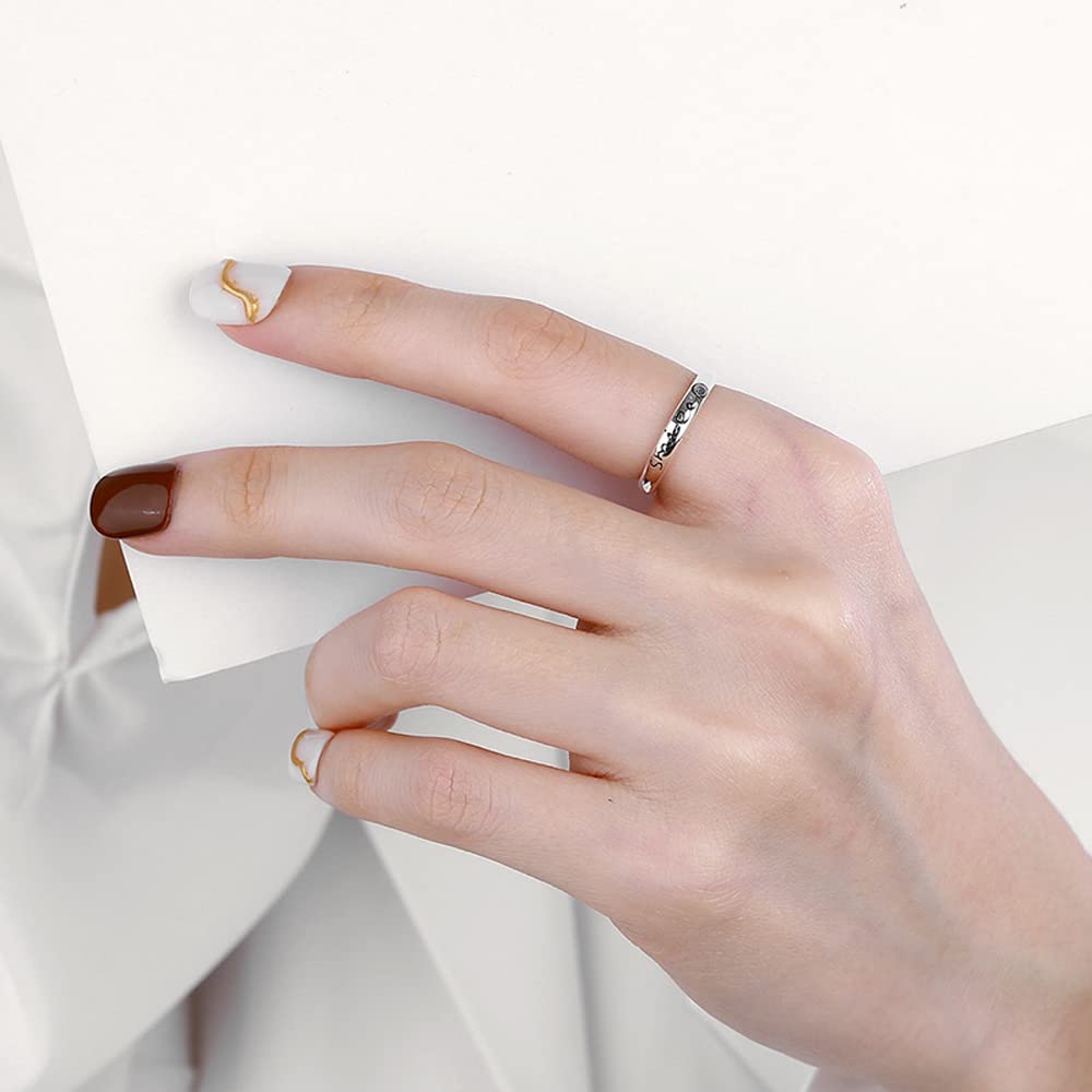 Free Smiling Face Pure Adjustable New Accessory [Rockyu] Ring, Size, Women's, Brand, Smile, English, Initial, Ring, Fine, Silver, Hypoallergenic,