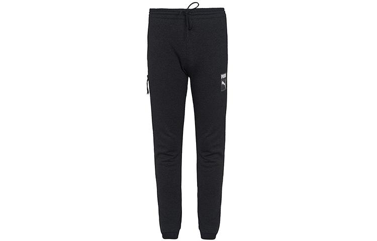 PUMA Knitted Sweatpants Men's Black Moderate Straight Fit Pants 574916-31
