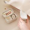 Mini PU Leather Flip Cover Jewelry Box Portable Travel Jewelry Organizer Brooch Lipstick Case Women Girls Jewelry Storage Case