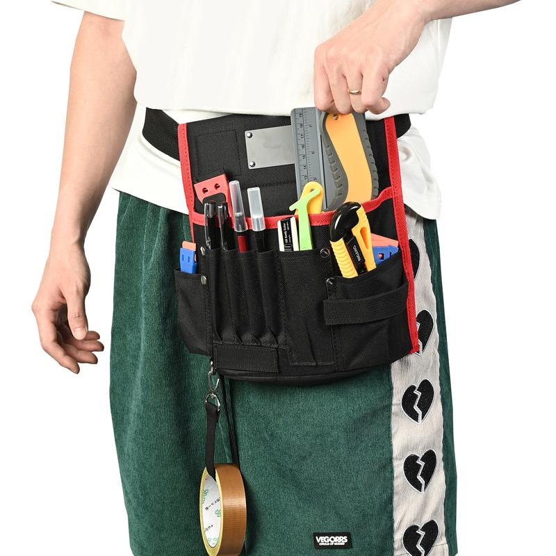 EHDIS Vinyl Film Utility Storage Bag Car Tinting Squeegee Gadget Magnetic Tools Holder Organizer Waist/ Chest Multi-Pocket Pouch