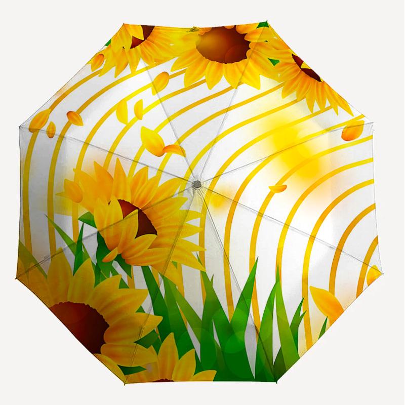 1PC Sunflower Field Umbrella-8-Rib Reinforced, Automatic Open, Lightweight & Durable, Cute Fashion Accessory for Outdoor-F2669