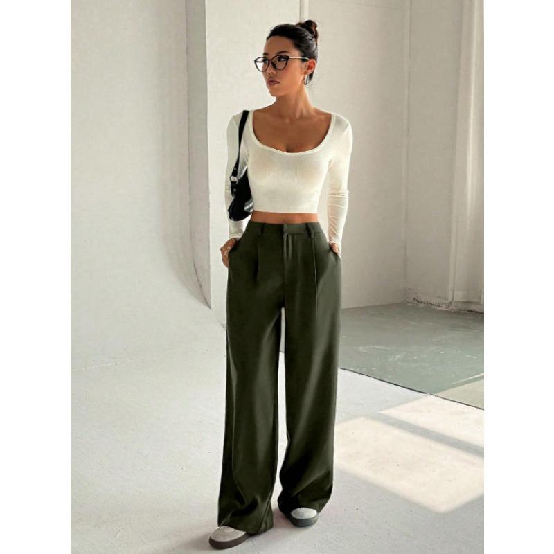 Women's Loose Fit High Waist Palazzo Pants For Office And Casual Streetwear