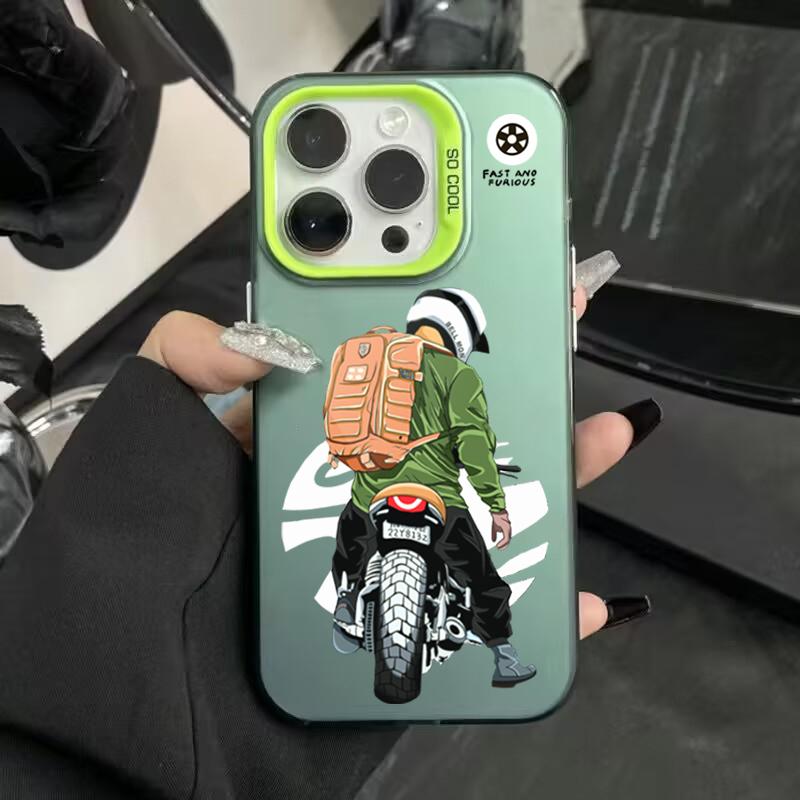 Phone Case For iPhone 15 14 16 Pro Max 11 12 13 X XR XS 7 8 16 Plus SE  Trend Cool Biker Motorcycle Shockproof Bumper Cover