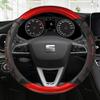 Husa Volan Auto Fibra De Carbon+Piele Antiderapante 38cm Pentru Seat Tarraco Arona Ateca Ibiza Toledo Mii Leon Arosa Exeo ST FR