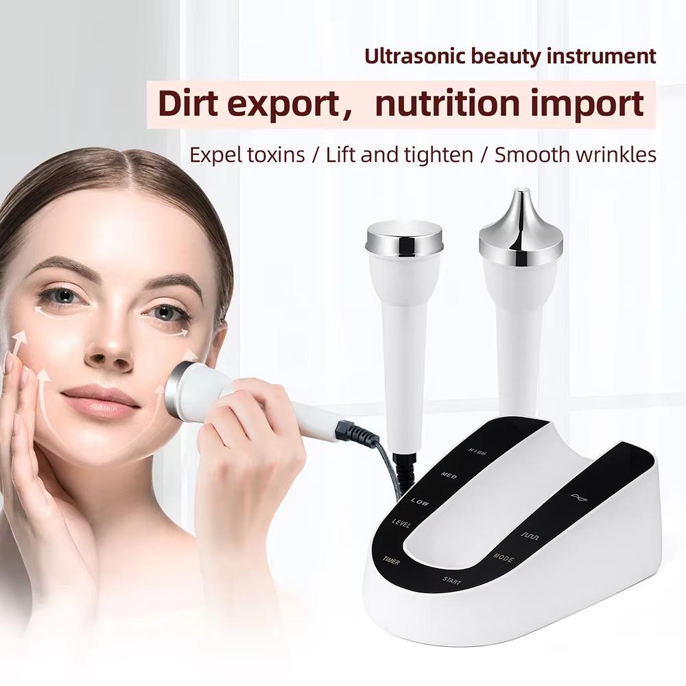 2-in-1 Ultrasonic Beauty Device 1MHz - CE Certified Wireless Facial & Eye Massager, 1800mAh for Wrinkle Reduction/Pore Cleansing/Skin Tightening