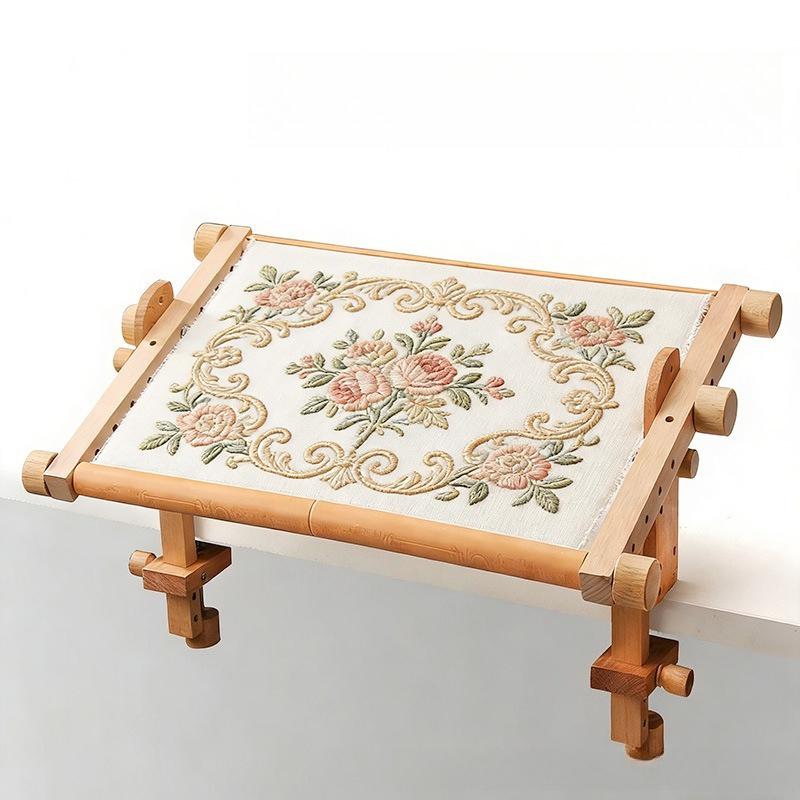 Wood Cross Stitch Frame Stitching Holder Multifunctional Needlework Supply Tapestry Scroll Frame for Artwork Quilting Crafts