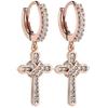 Cross Hoop Earrings, Jewelry Hoop Earrings for Men Women Anniversaries, Rose Gold