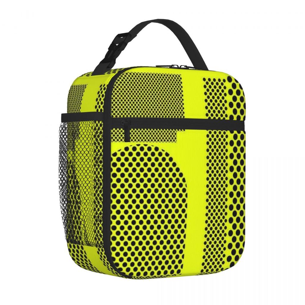 Bestselling Black And Yellow Polka Dot Patchwork Adjustable Strap Lunch Bag Fitness Snack Food Storage Bag