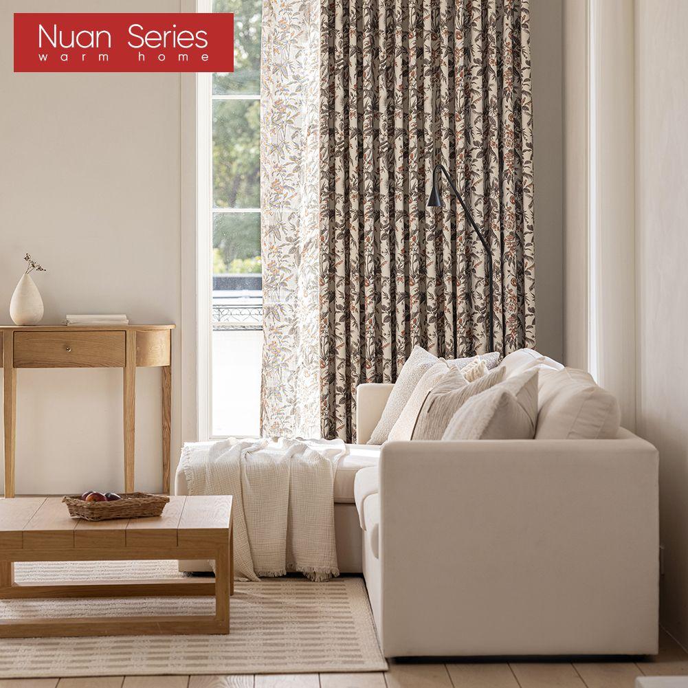 1PC Nuan Series American Medieval Style Blackout Curtains with High-density Printed Curtains for Bedroom Living Room Window for Home Decor
