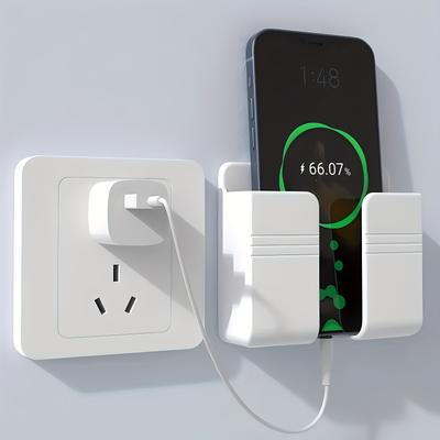 Wall Mount Phone Holder Adhesive Punch Free Remote Control Holder Plug Organizer for Home Bedroom Kitchen Office Storage