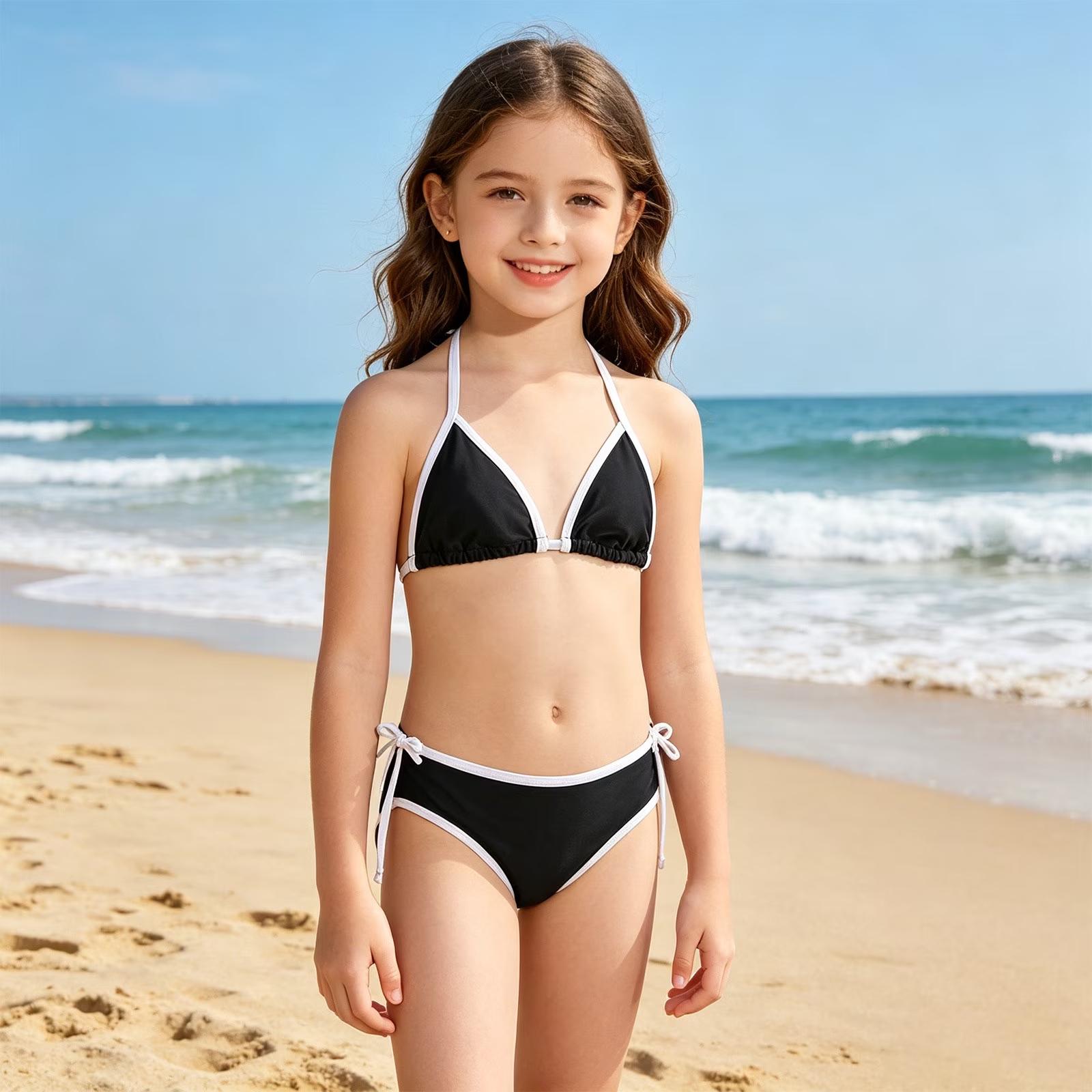 Meiteņu divdaļīgs bikini komplekts ar kakla