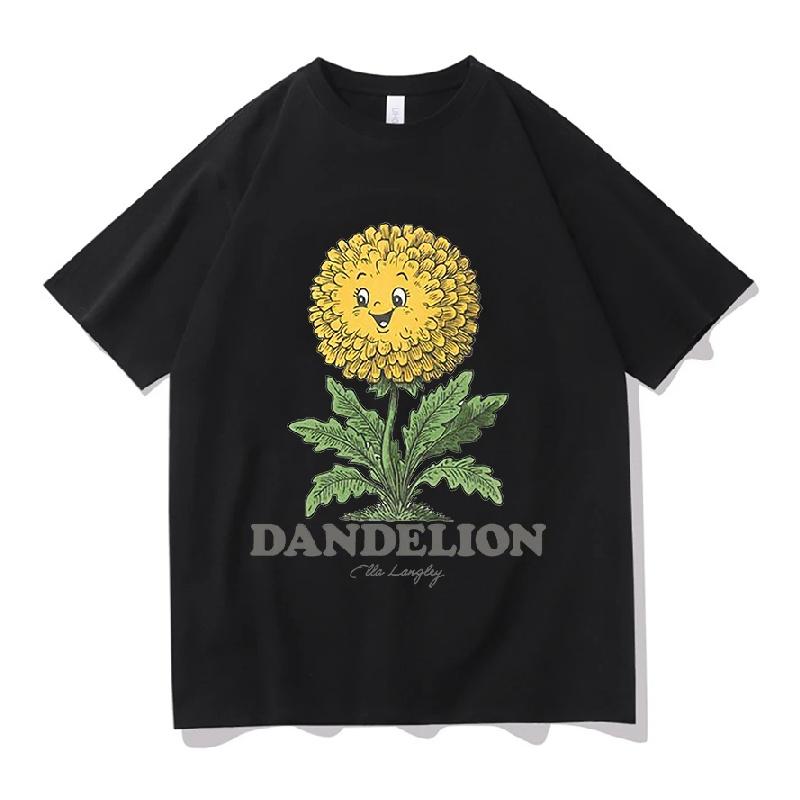 

2026 Ella Langley Dandelion T Shirts Vintage Pure Cotton Casual Streetwear Fashion Unisex High Quality Aesthetic Clothes XXXXXL чорний