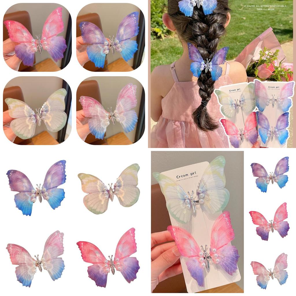 Mixed Material Butterfly Hair Clip Duckbill Clip Style Beautiful And Natural Hair Decoration For Girls