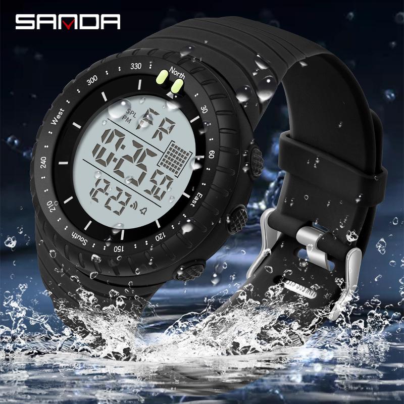 Sanda Cold Light Large Screen Waterproof Digital Sports Watch
