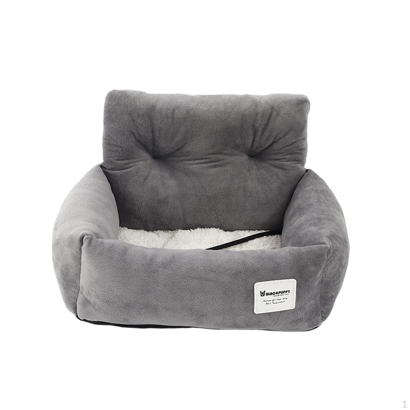 Dog Car SUV Seat Puppy Bed with Fixed Strap Grey Anti Slip Bottom Accessory Machine Washable