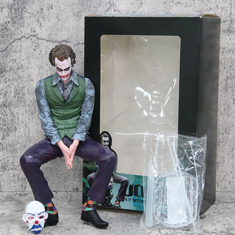 Suicide Squad Gotham Joker Dc Dark Knight Heath Ledger Action Figures Sitting Green Suit Handheld Mask Car Doll Toy Gifts Poseable Articulated Scale
