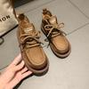 Autumn New Vintage Women's Spring British All-in-One Comfortable Round Toe Lace-Up Boots