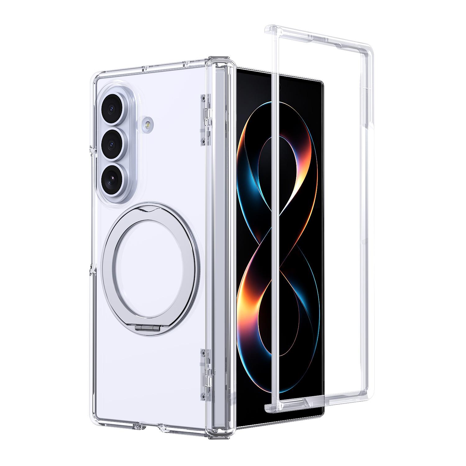 Z Fold8 Magnetic Bracket Mobile Phone Case Frosted Skin Sense Center Axis Suitable for Samsung Wide Folding Protective Case SAM Z Fold 8 Wide / SAM Wide Fold прозрачный