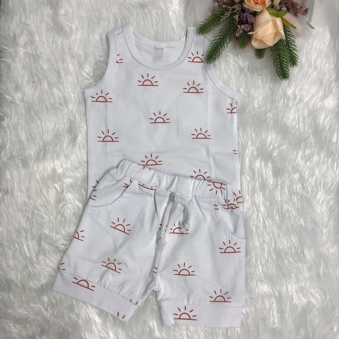 

Комплект одежды для новорожденного из 2 предметов: модный комплект из майки с принтом солнца и шорт для детей, мальчиков и девочек белый