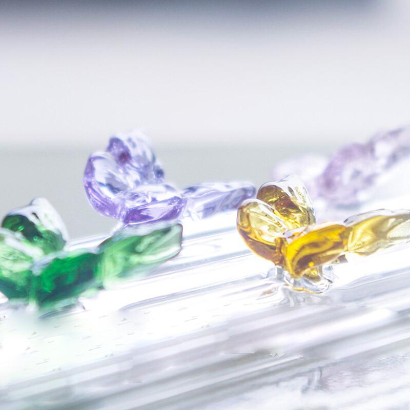 Butterfly Glass Straws Set Reusable Bar Tool For Smoothies Cocktails Drinking