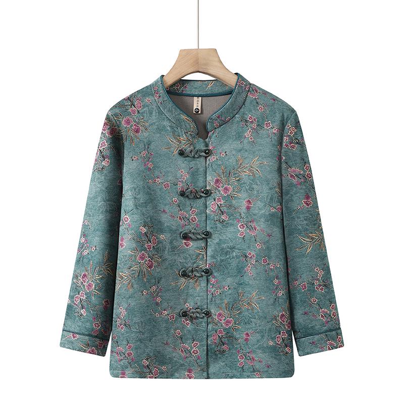 

Grandma Autumn Long-Sleeve Tang Suit Top for Women XL (80-100 jin)