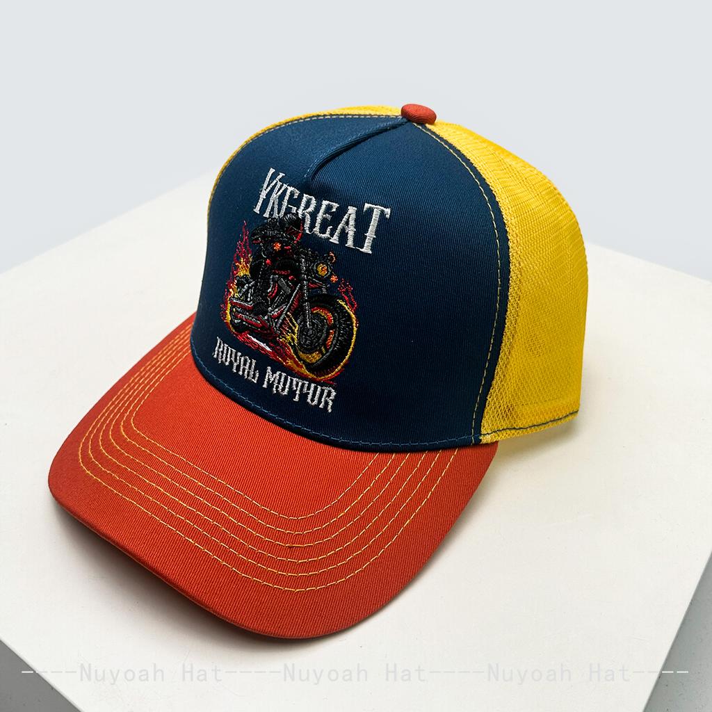 And Women Hip-Hop Embroidered Motorcycle Driver Letter Prints Baseball Caps Color Contrast Sun Protection Personalized Trucker Caps All-Match Ins