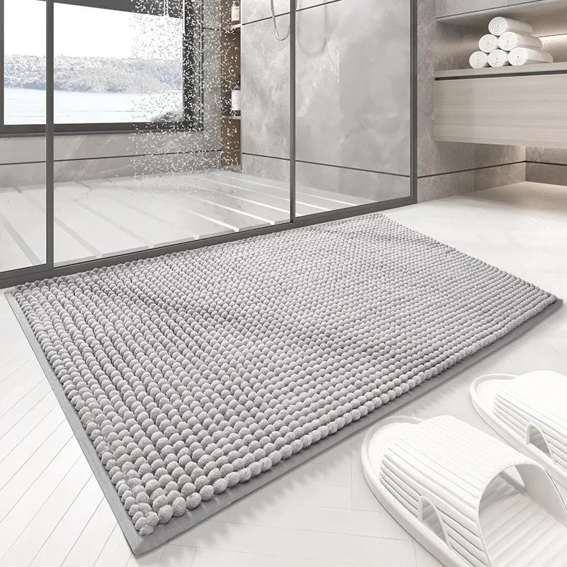 Chenille Badematten Verschlüsselt Verdickt Kurzplüsch Stark Wasserabsorbierend Rutschfest Badezimmerteppich Schnelltrocknende Fußmatte