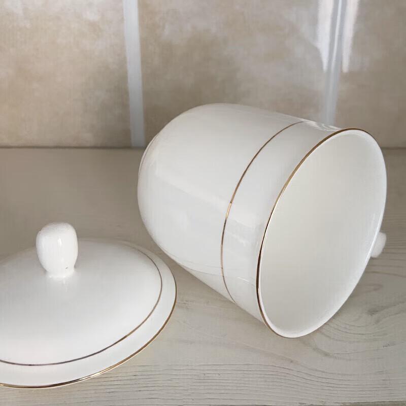 Lu Fenglai Gold Rim Bone China Tea Mug with Lid