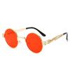 Gothic Red Steampunk Sunglasses Men Women Vintage Metal Round Sun Glasses Brand Designer Fashion Goggle Mirror Eyegalsses UV400