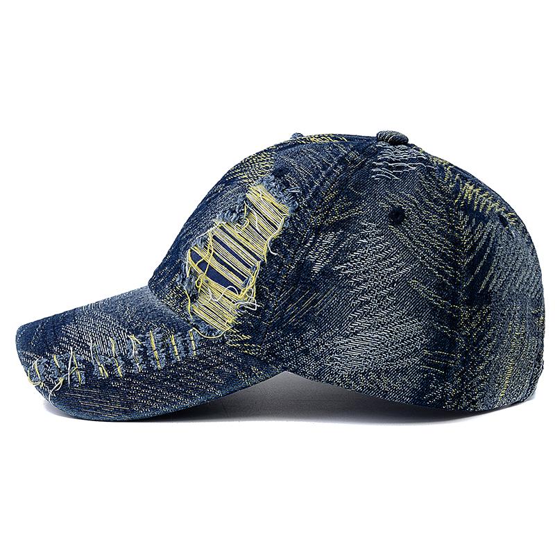 New Style Unisex Cap Tear Style Hole Vintage Starry Sky Pattern Baseball Caps Man Women Casual Outdoor Streetwear Denim Hat
