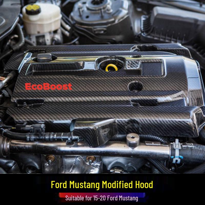 Carbon Fiber Engine Hood Cover for 2015-2022 Ford Mustang