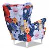 ARI PRINT Wing Chair with Footrest Scandinavian Family Meble Cornflowers