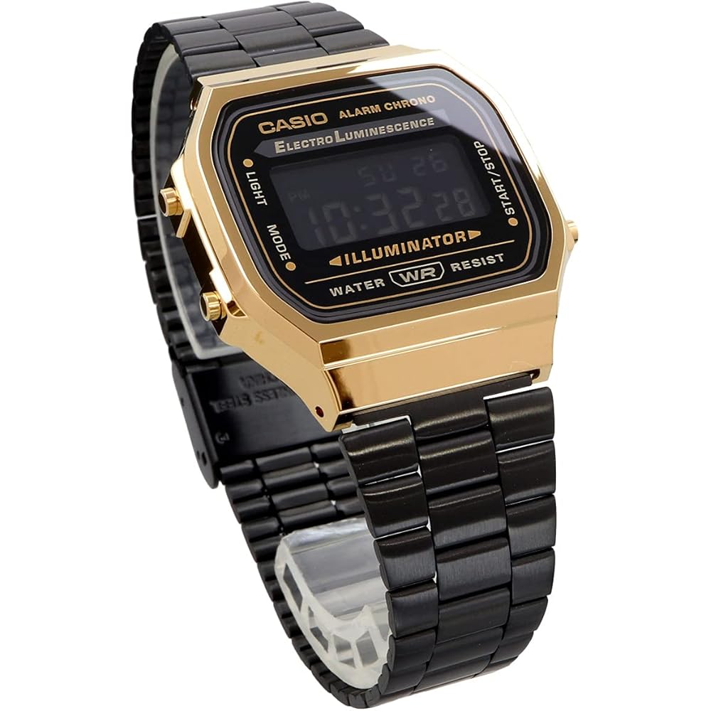 [Casio] CASIO Digital Watch Standard A168WEGB-1B Men's Women's Black x Gold Black Reversed LCD Ov...