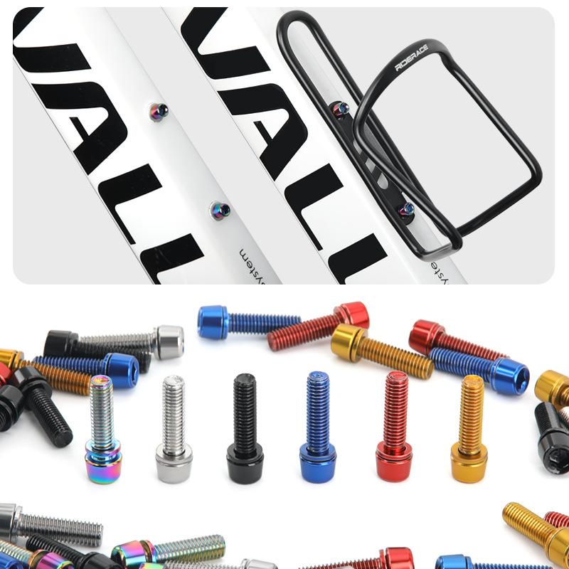6Pcs Bike Handle Bar Stem Riser Bottle Holder Bolts M5*18Mm Titanium-Plated Colorful Steel Bicycle Handlebar Screws