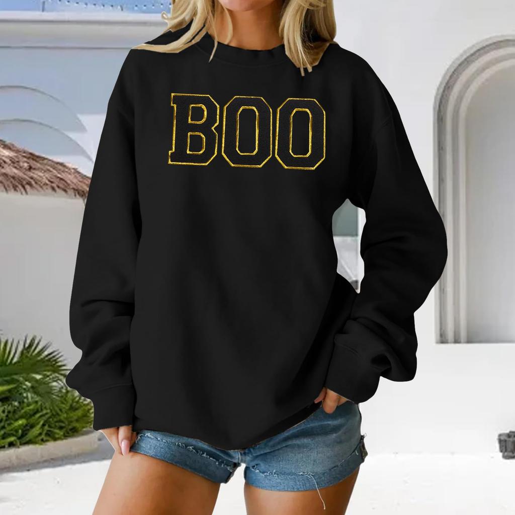Women's Round Neck Printed Tops Cotton Casual Fashion Long Sleeve Pullover Top Blouse