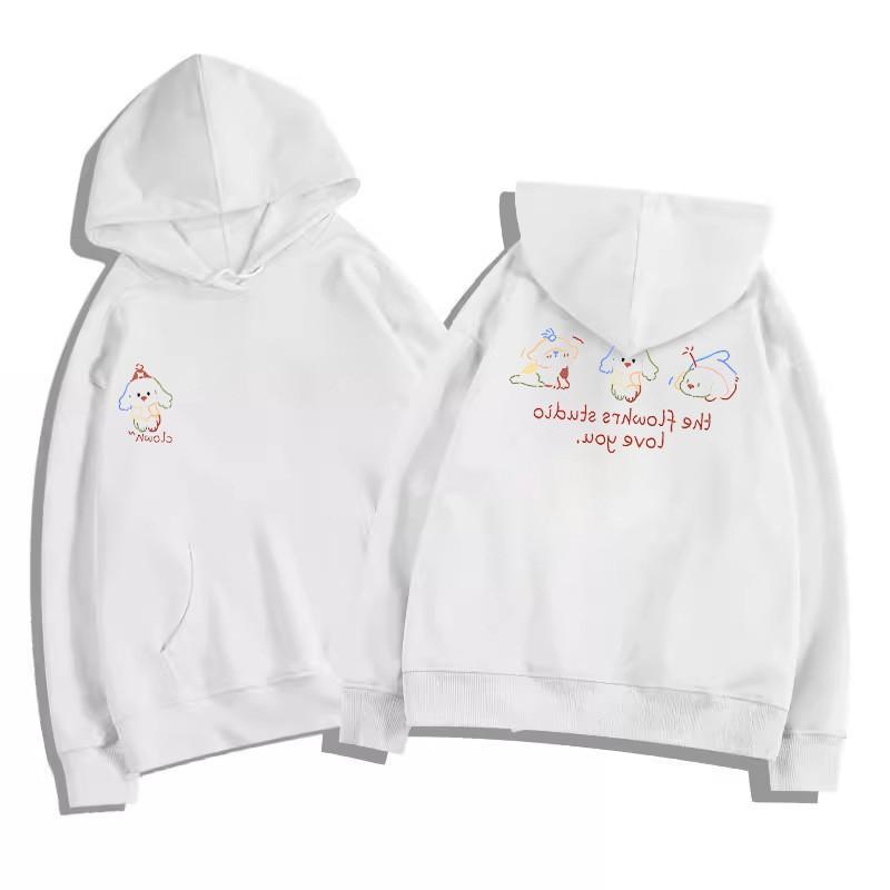 American retro cartoon printing heavy hooded sweater for men and women autumn and winter new casual loose velvet thickened top