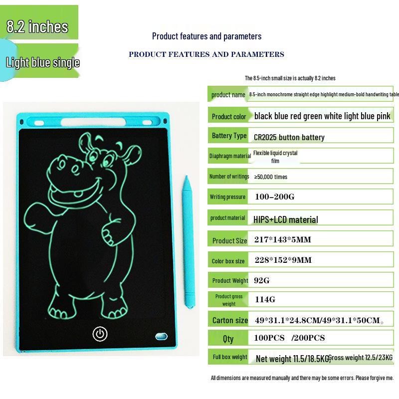 Kids' LCD Drawing Tablet - 6.5/8.5/10/12 Inch with One-Click Clear Screen