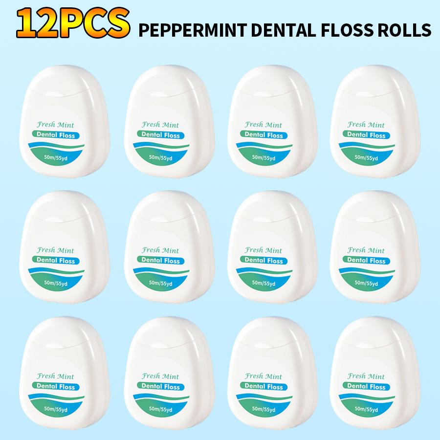 12 pieces, 6 pieces, 3 pieces - Mint dental floss roll -50 meters 1 piece - Suitable for personal interdental cleaning tool