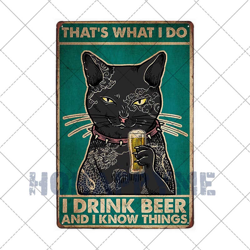 Lustiges Katzen-Vintage-Metallschild, Teller, Dekoration, Hausmalerei, Wohnzimmer, Tierhandlung, Poster, Wand, Retro-Dekor, Kunstplakate, 20 × 30 cm