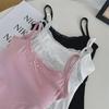 Women's Lace Camisole Top with Padded Bra and Bowknot Trim