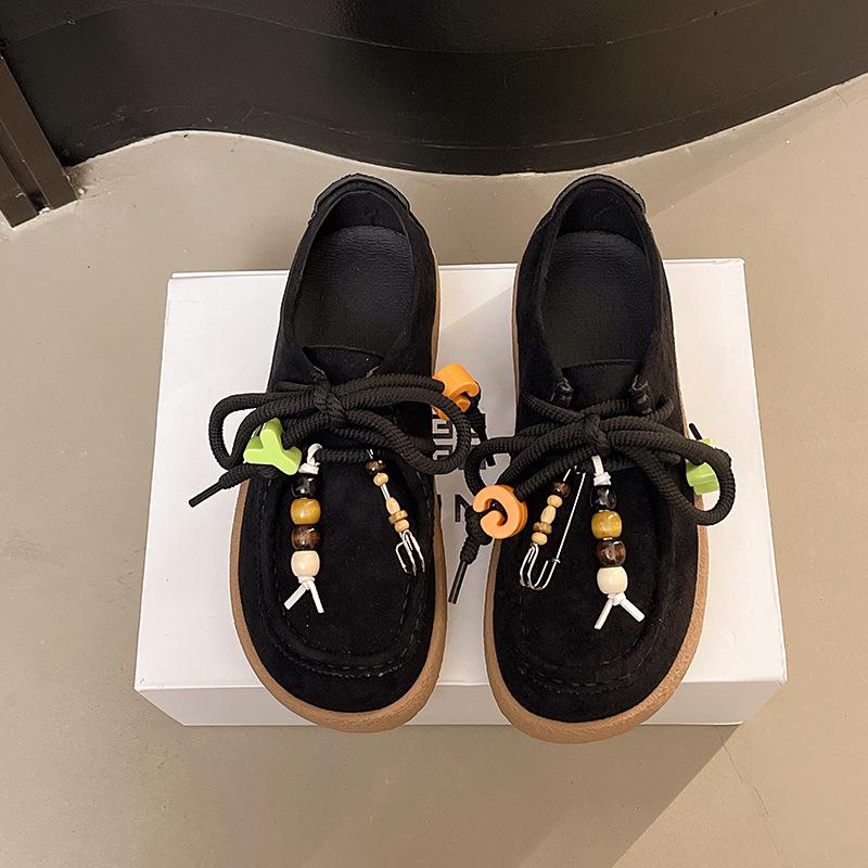 2025 spring new German training shoes platform kangaroo shoes women's spring and autumn retro wind anti-velvet loafers biscuits single shoes women