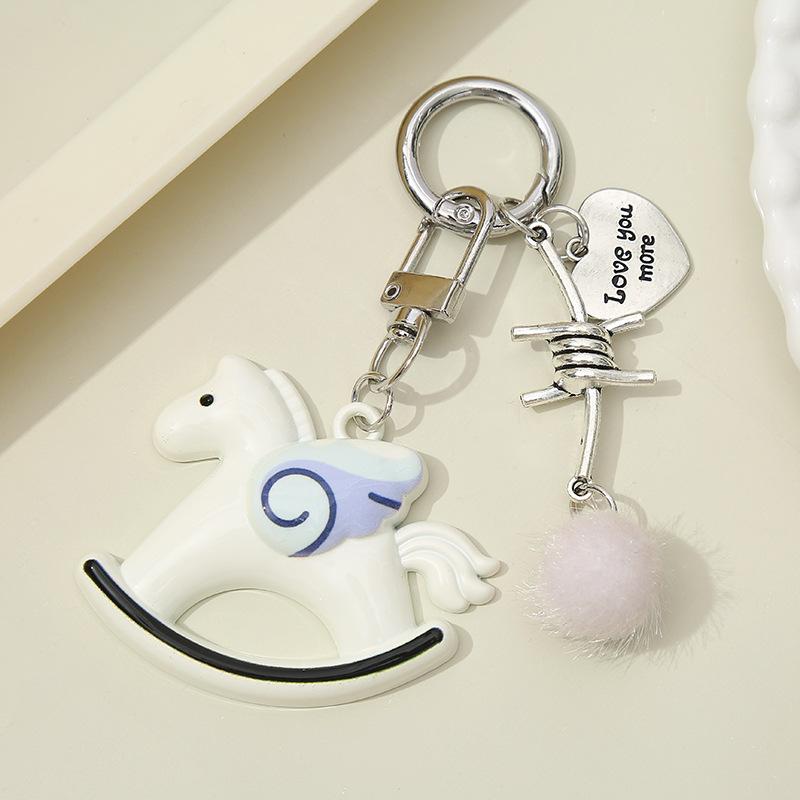 

Cute Colorful Love Swinging Horse Pendant Keychain Creative Horses Mobile Phone Rope Backpack Decoration Pendant Accessories A2