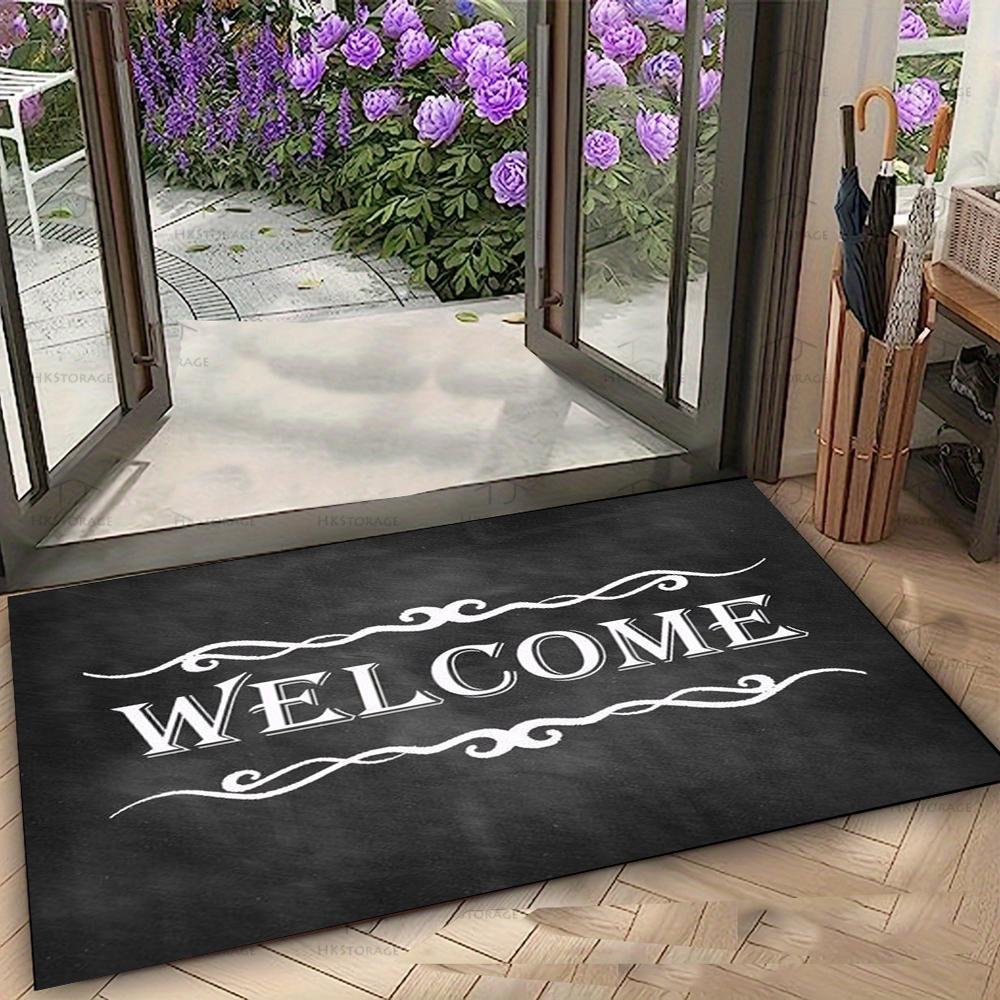 Welcome Pattern Door Mat Various Styles with Different Backgrounds Fonts NonSlip Floor Mat for Home Entrance Decor