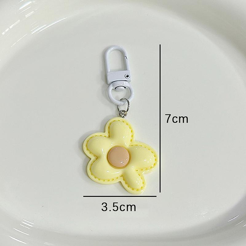 Color Flower Pendant Keychains Bag Earphone Case Pendant DIY Accessories Car Key Ring Candy Color Key Chains Decor Jewelry