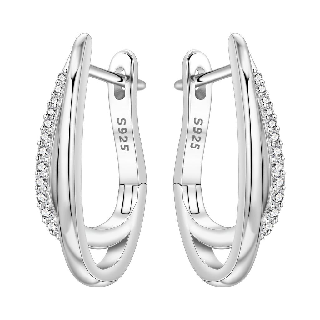 925 Sterling Silver Curve Weaving Large Circle Series Earring Jewelry Versatile Hoop Earrings for Women Jewelry Fine Gifts