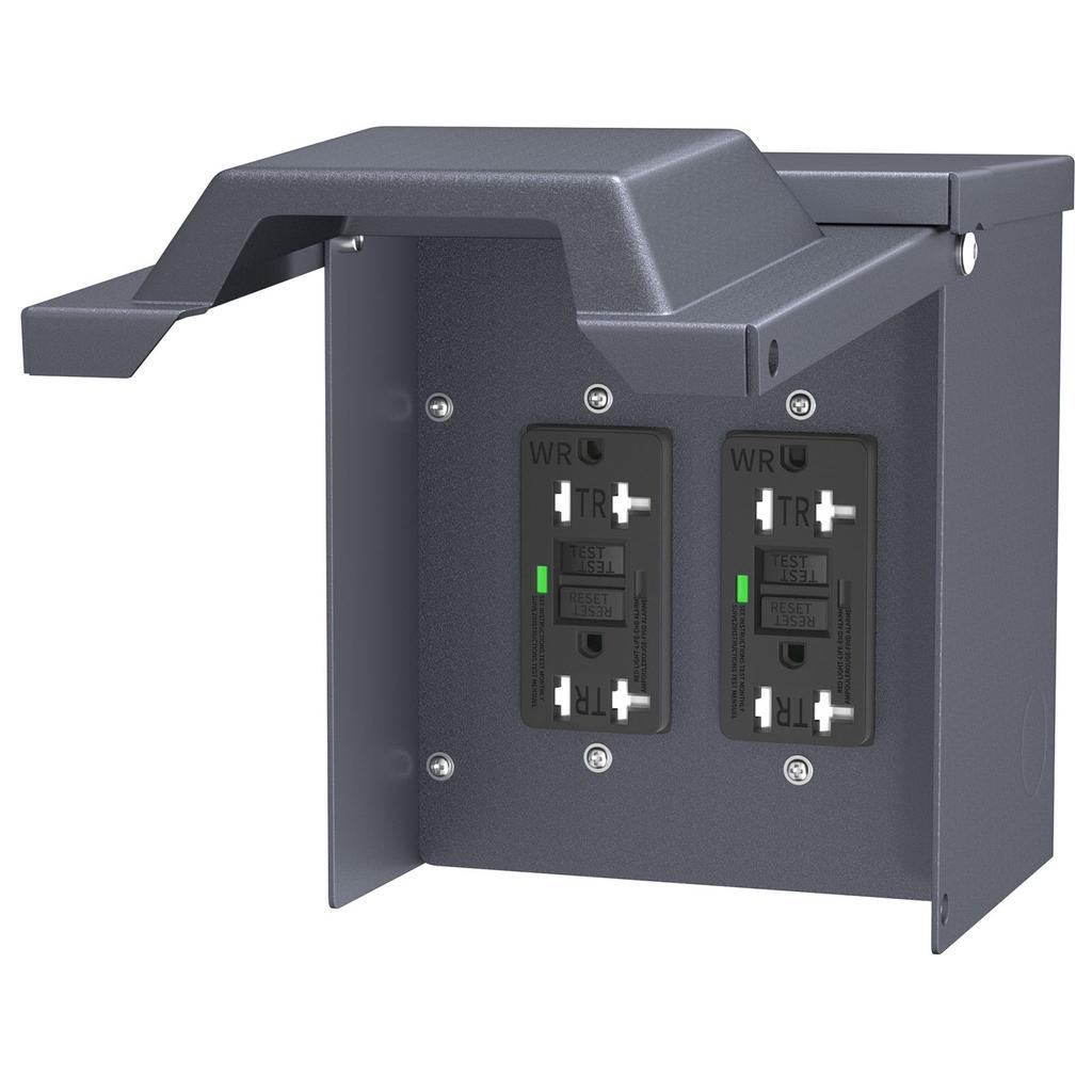 Electrical Outlet Box with Cover Double WRTR GFCI 20AMP Outlets Water Proof 3R Enclosure for Outdoor